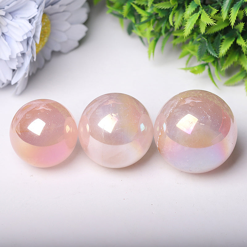 Sphère de cristal de quartz rose Aura 20-35 mm pour la guérison