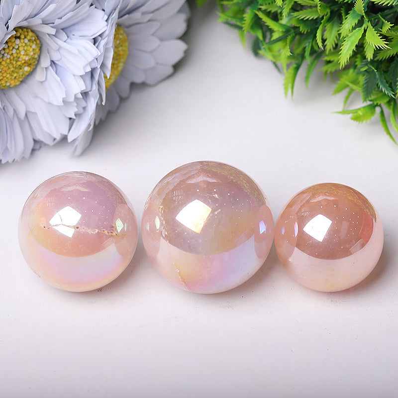 Sphère de cristal de quartz rose Aura 20-35 mm pour la guérison