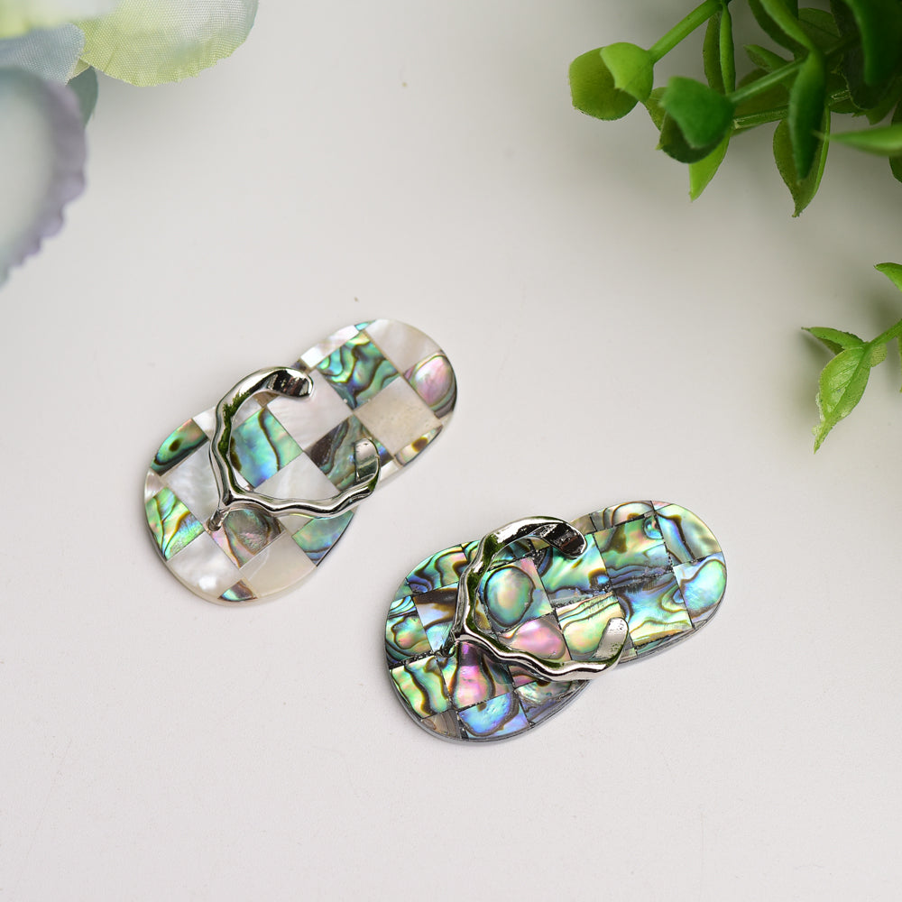 Mini pantoufle en coquillage Aura, spécimen de cristal de guérison de 4,1 cm