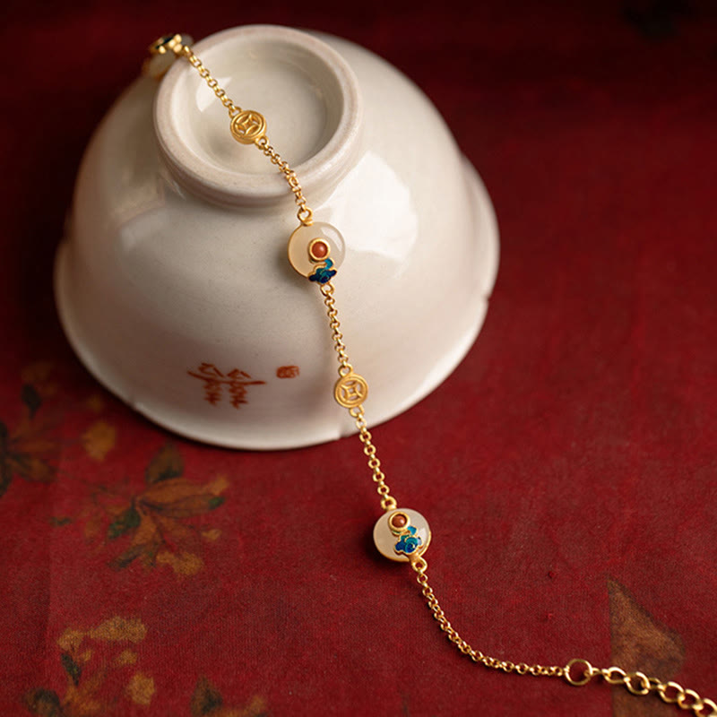 Bracelet porte-bonheur en jade nuages propices pour la prospérité