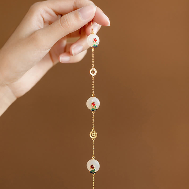 Bracelet porte-bonheur en jade nuages propices pour la prospérité