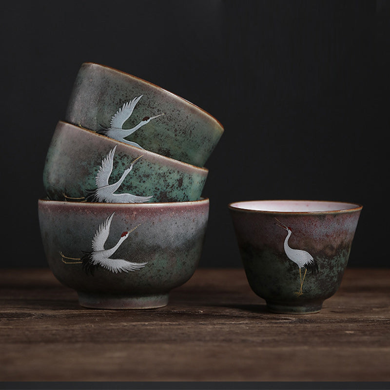 Tasse à thé en céramique Grue de bon augure pour la méditation et les rituels