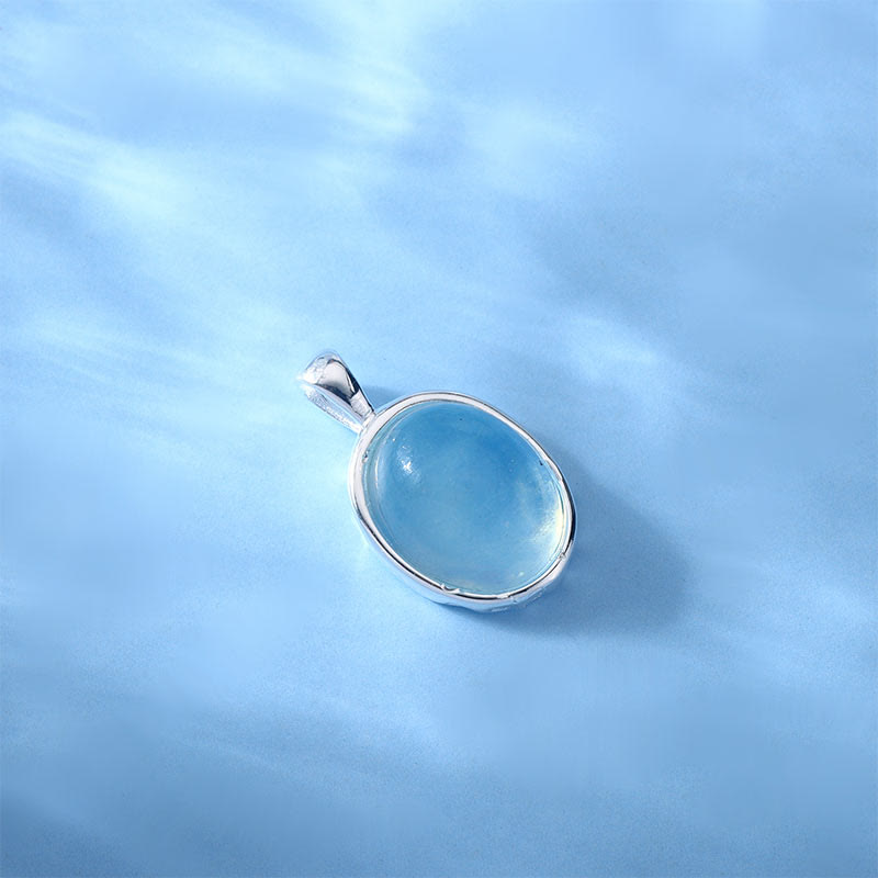 Collier aigue-marine authentique en argent sterling pour la paix