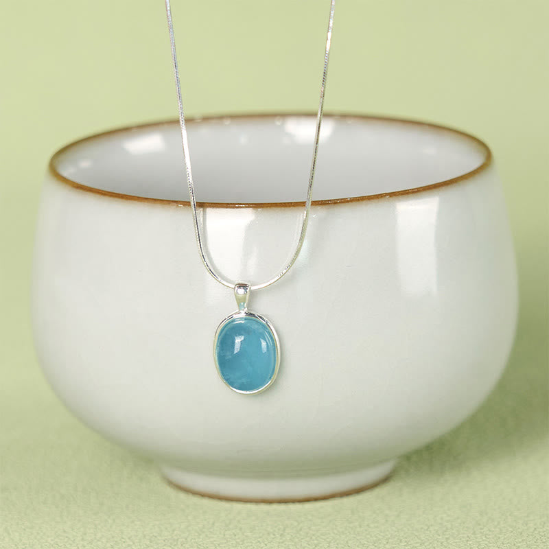 Collier aigue-marine authentique en argent sterling pour la paix