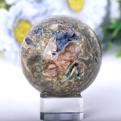 Sphère de cristal druzy azurite 2 à 4 pouces, orbe de guérison