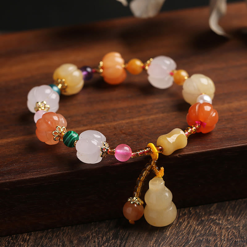 Bracelet de richesse en jade et soie dorée avec Pixiu pour la chance