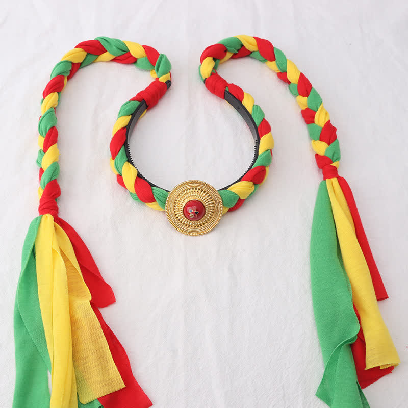 Accessoires pour cheveux spirituels en cuivre avec perles à pompons tibétaines colorées