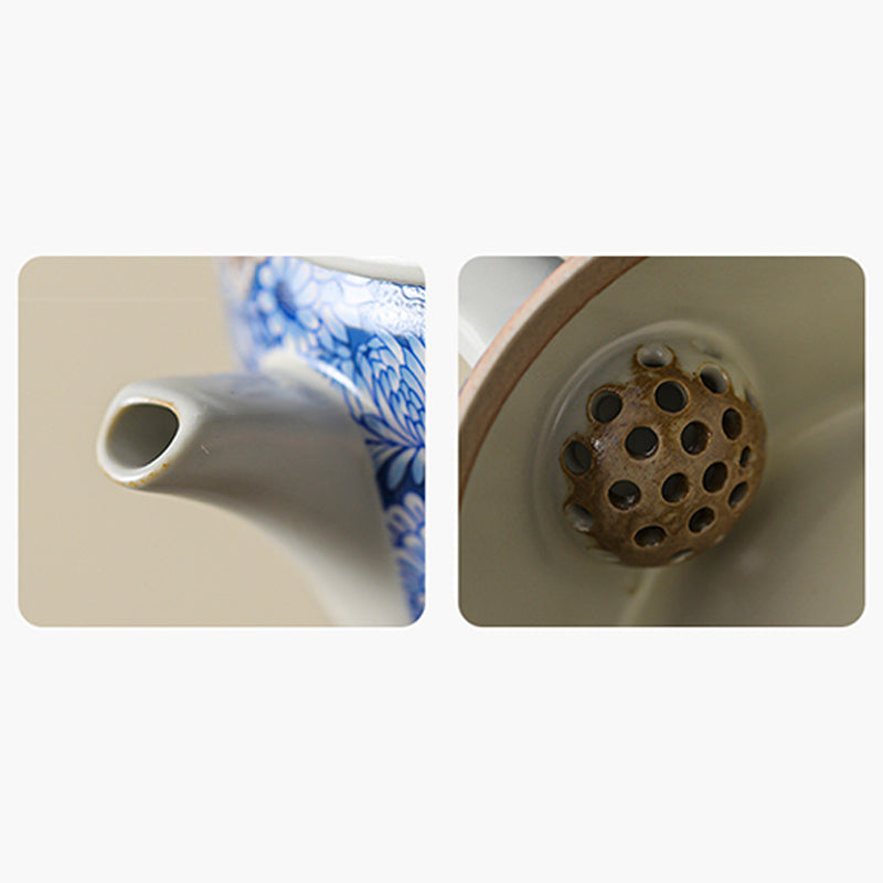 Ceramic Lotus Chrysanthemum Tea Cup Set with Teapot 140ml