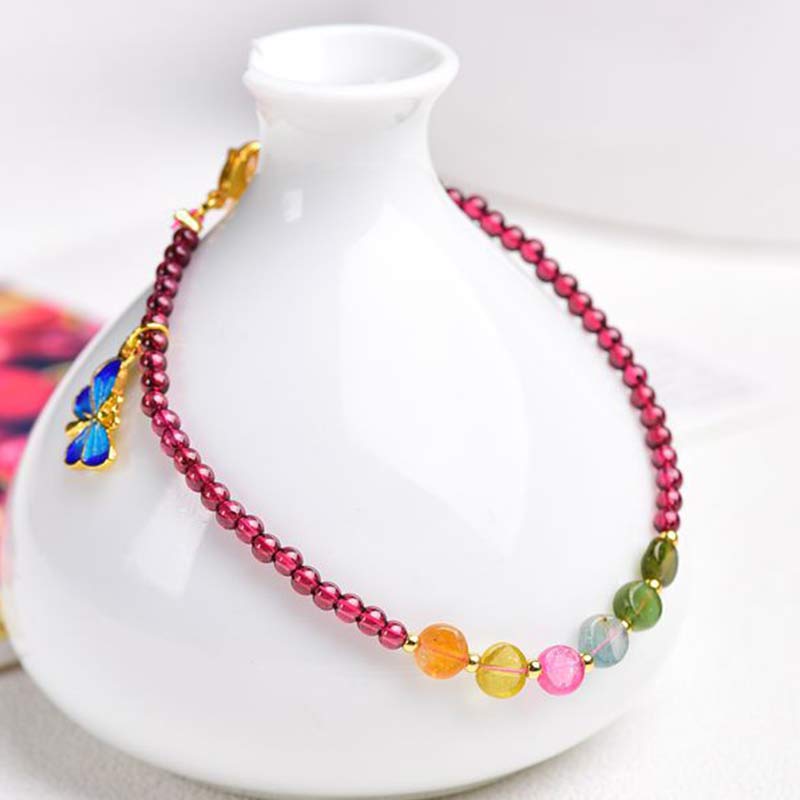 Bracelet de cheville de protection en tourmaline grenat pour l'équilibre