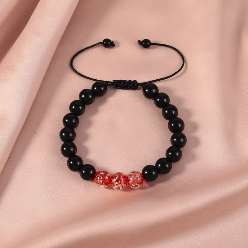 Bracelet de force en obsidienne noire de 10 mm avec pierre lumineuse