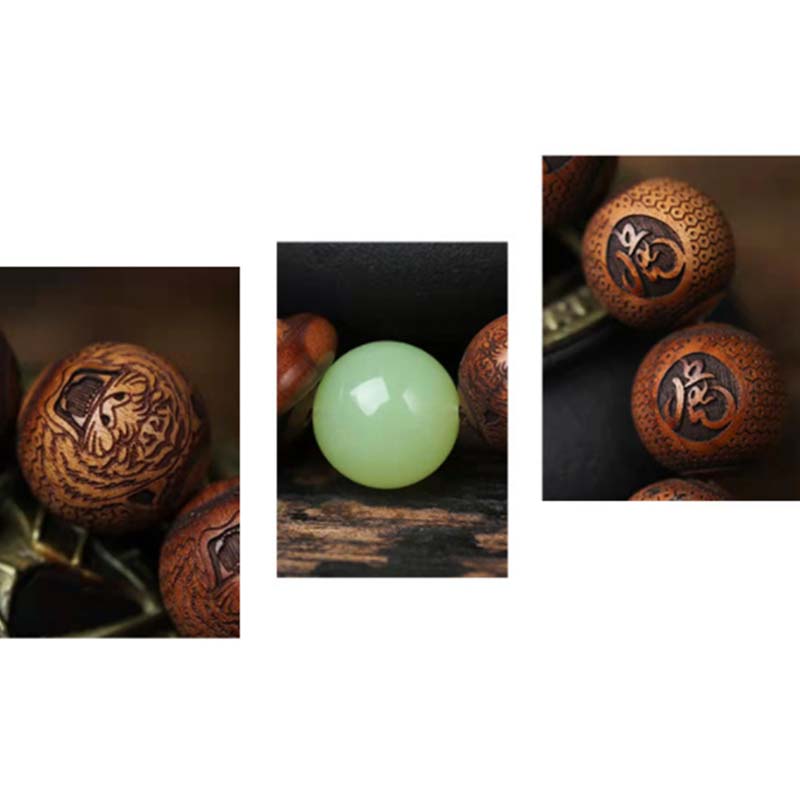 Bracelet de protection du tigre en bois de rose 20 mm | Zodiaque chinois
