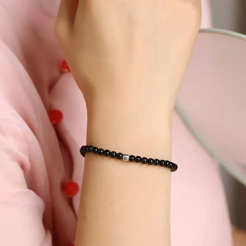 Bracelet de purification en obsidienne noire et quartz fumé de 6 mm