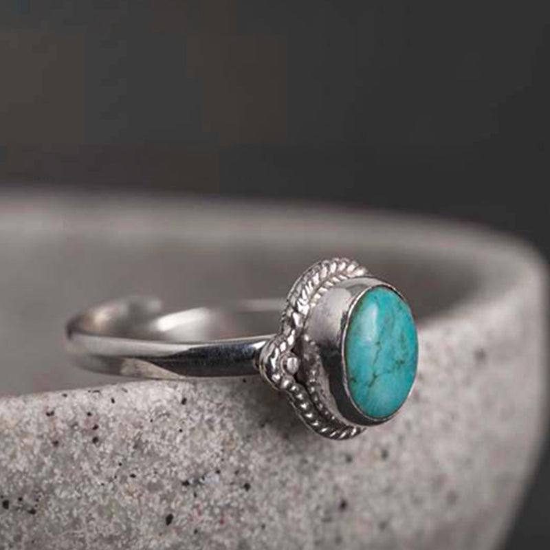 Bague turquoise ajustable en argent sterling 925 Sagesse
