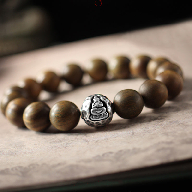 8mm Green Sandalwood Buddha Bracelet for Peace & Protection