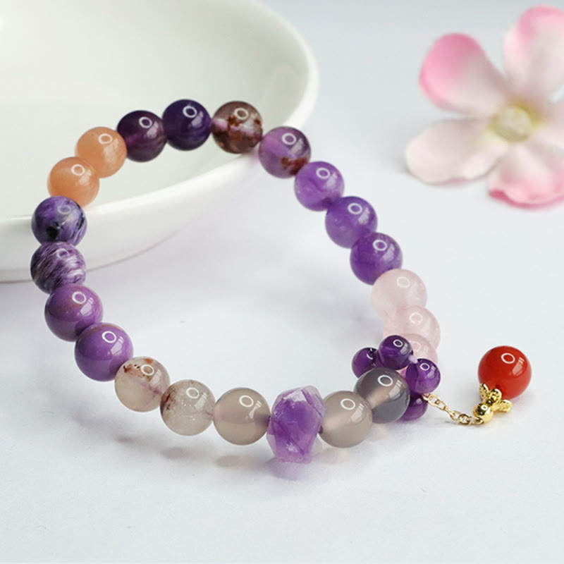Bracelet de guérison en améthyste pour la paix intérieure, perles de 7 à 8 mm