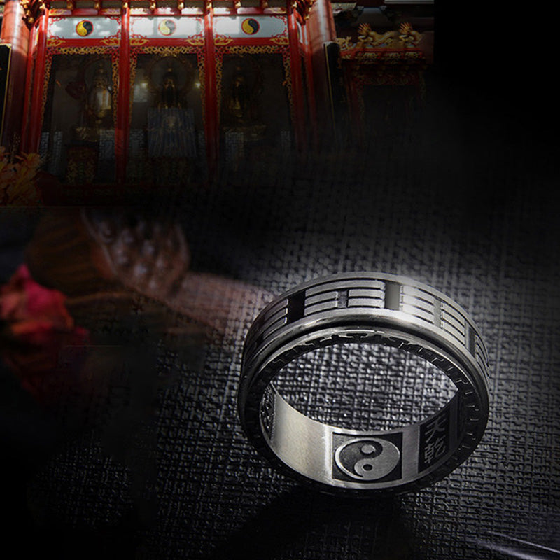 Bague d'équilibre rotative Yin Yang en acier titane