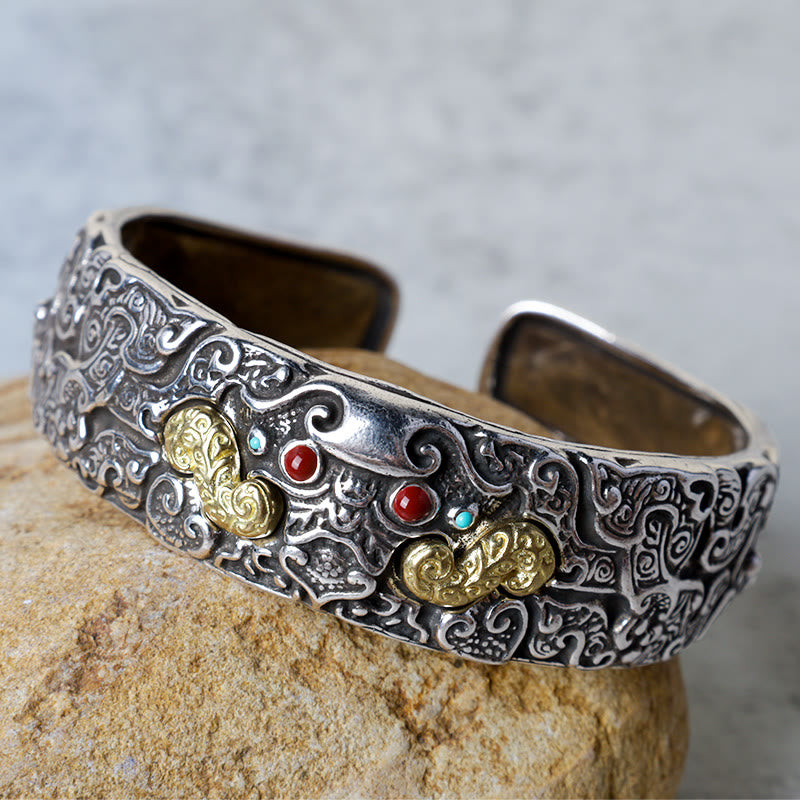 Silver-Plated Copper Pixiu Blessing Bracelet | Prosperity & Luck