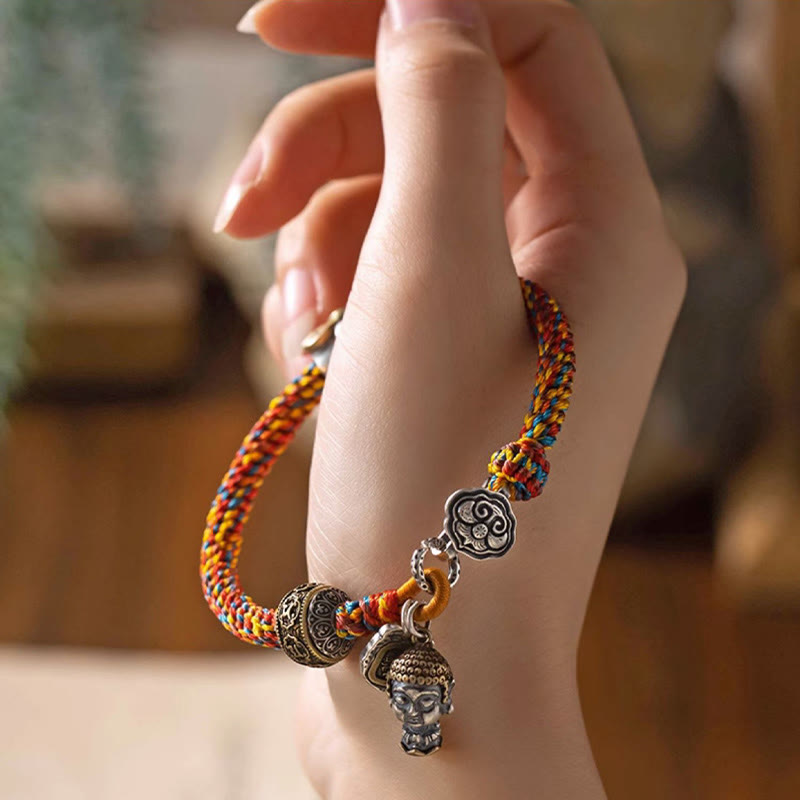 Chinese Zodiac Silver Rope Bracelet for Wealth & Protection