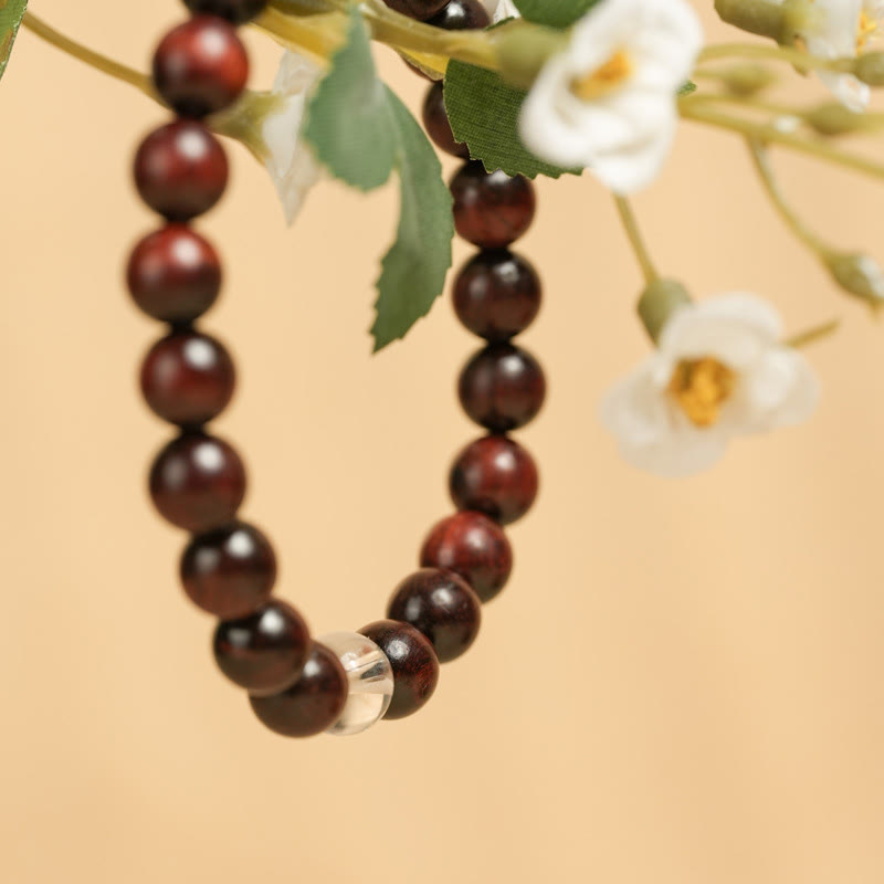 Bracelet de protection en bois de santal rouge à petites feuilles 14-16 cm