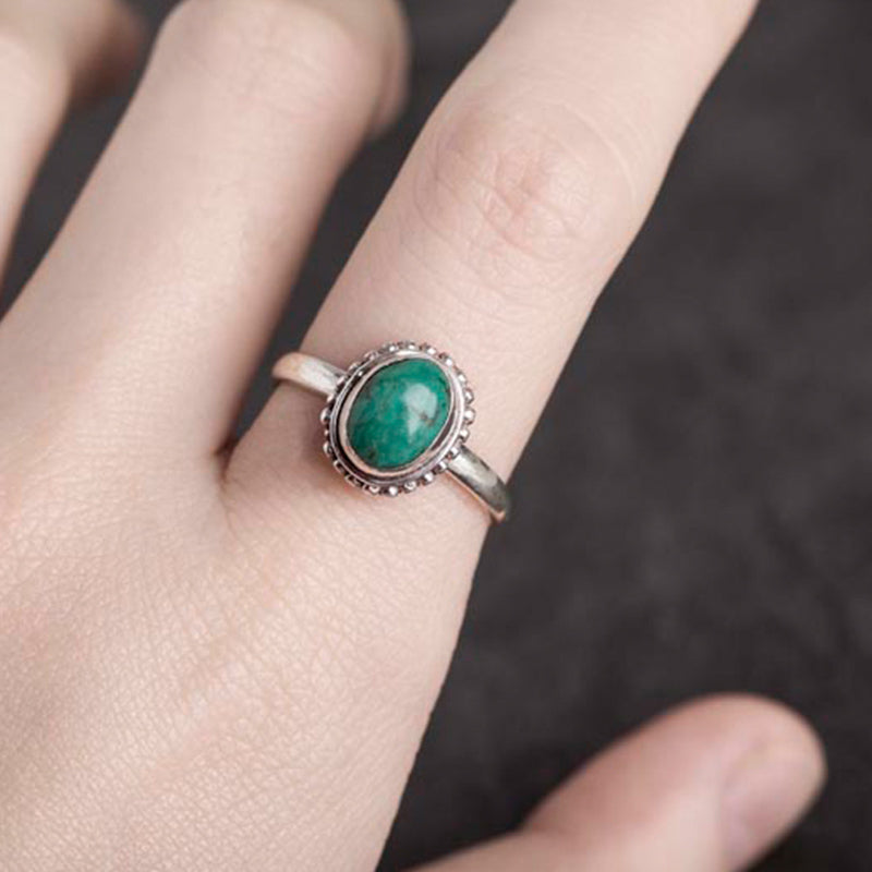 Bague turquoise ajustable en argent sterling 925 Sagesse