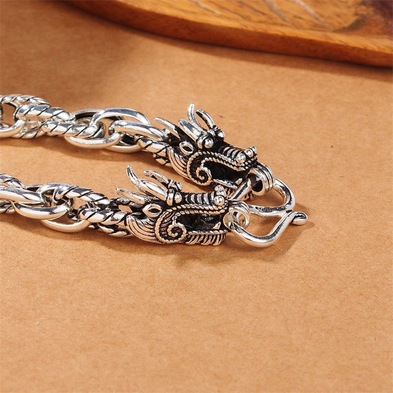 Bracelet de protection dragon en argent sterling 925