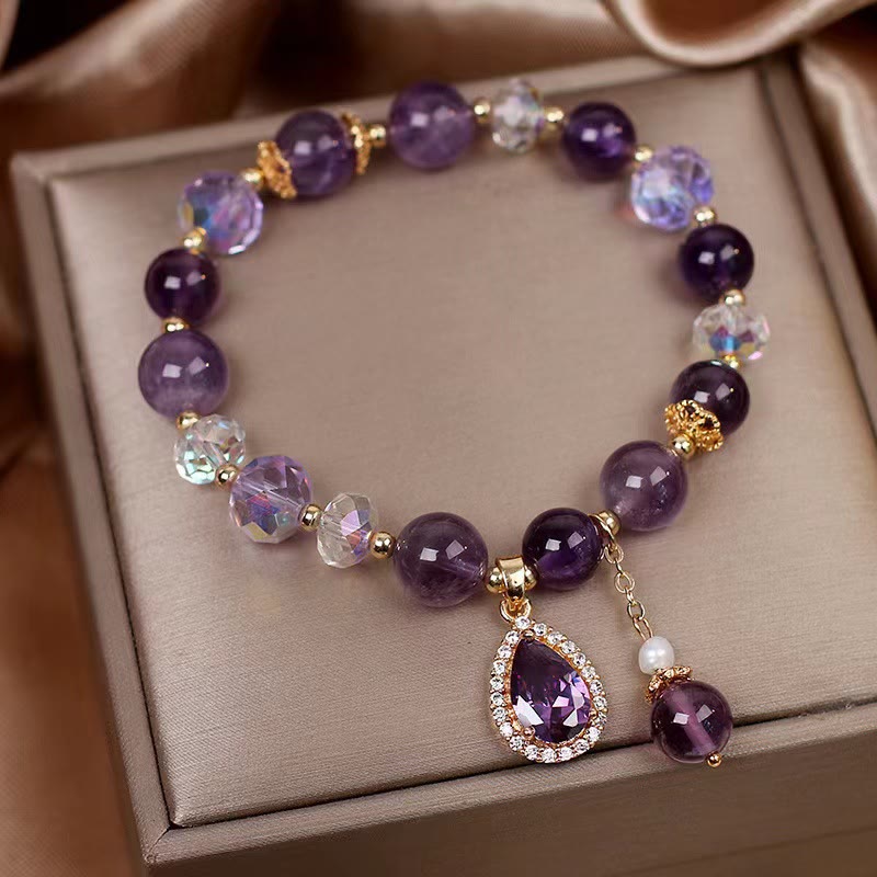 8mm Amethyst Love Heart Healing Bracelet for Inner Peace