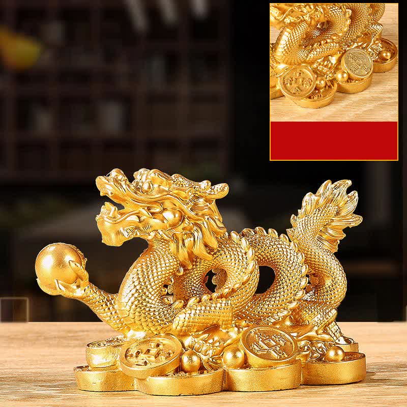 Pièce de monnaie Feng Shui en cuivre représentant un dragon | Richesse et chance