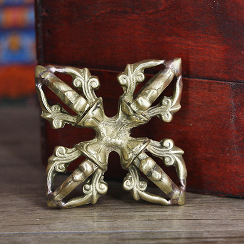 Rituel de force spirituelle double Dorje Vajra en cuivre de 6,7 cm