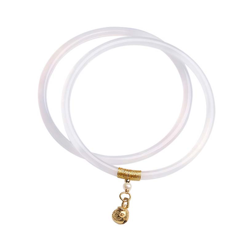 Bracelet Succès en Jade Cyan et Blanc 58mm