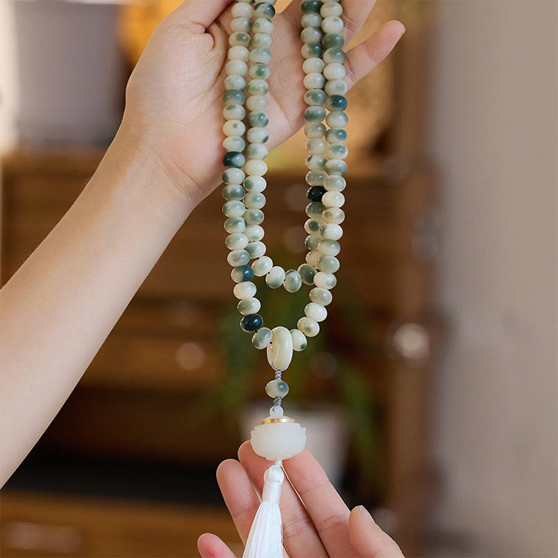 Natural 108 Bodhi Seed Mala Bracelet for Wisdom & Meditation