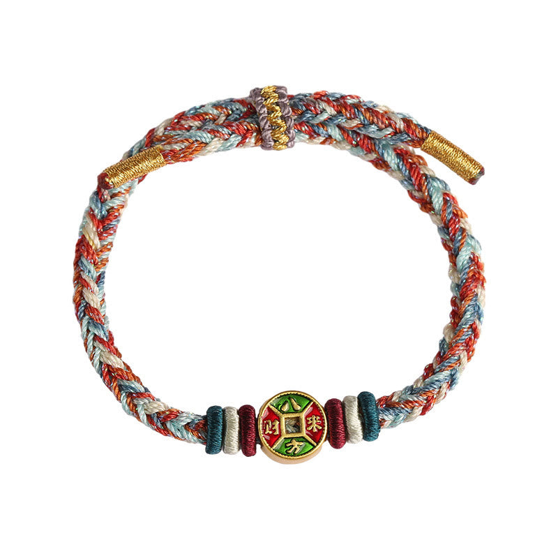 Bracelet spirituel coloré à huit fils avec nœud de paix