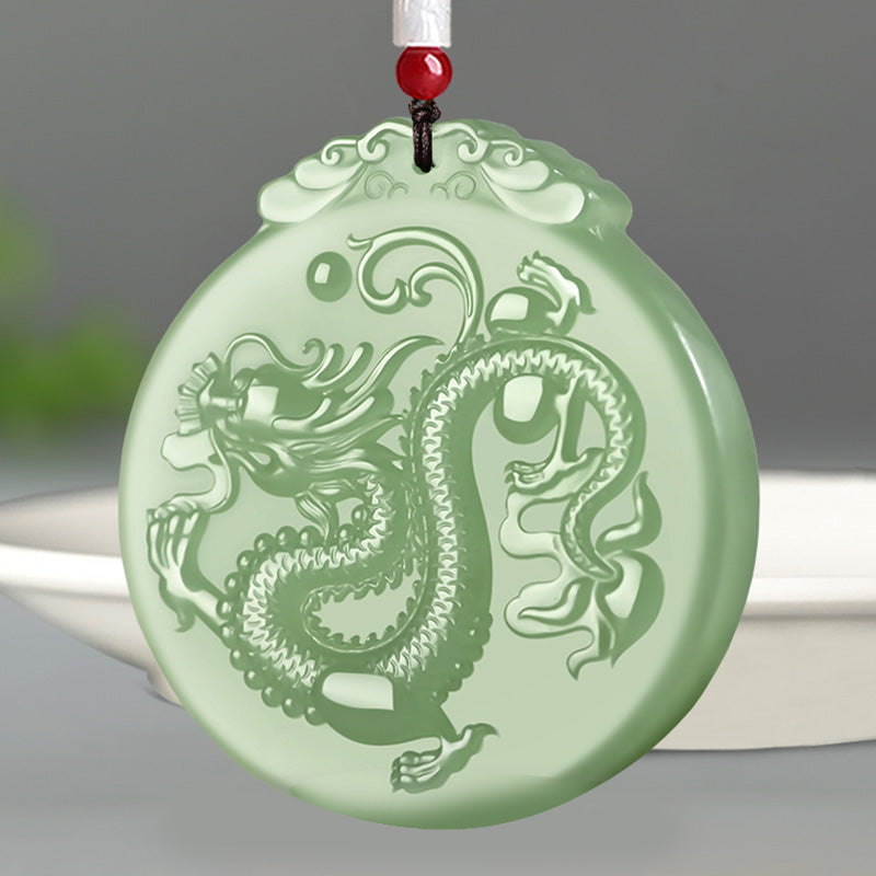 Chinese Zodiac Jade Dragon Luck Necklace for Prosperity