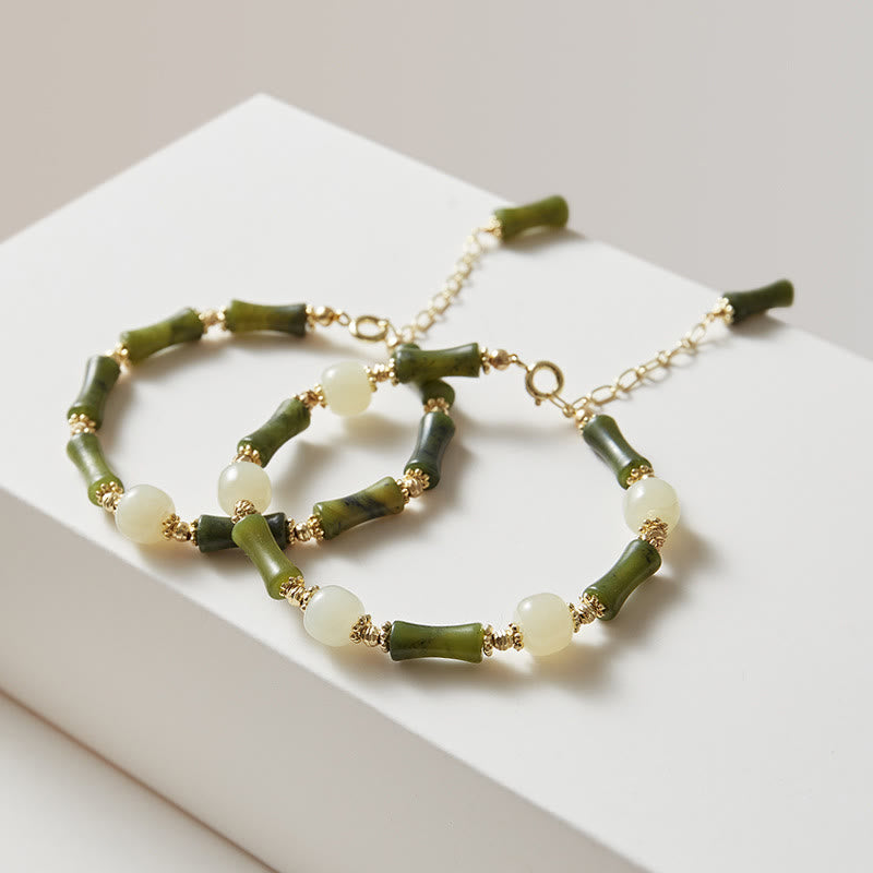 Bracelet spirituel en perles de verre et bambou, porte-bonheur et force