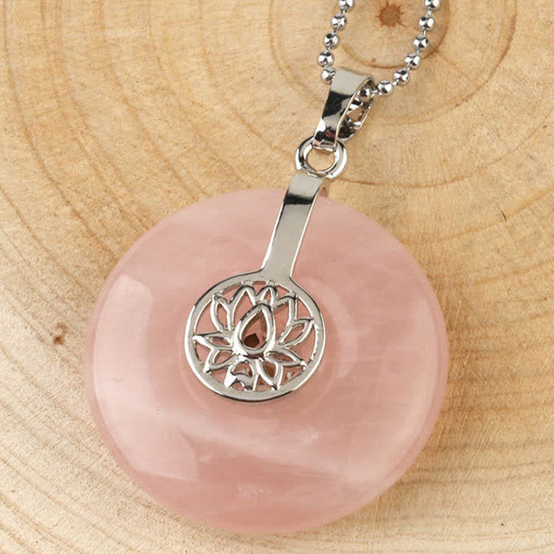 Collier de guérison en cristal d'améthyste rose lotus
