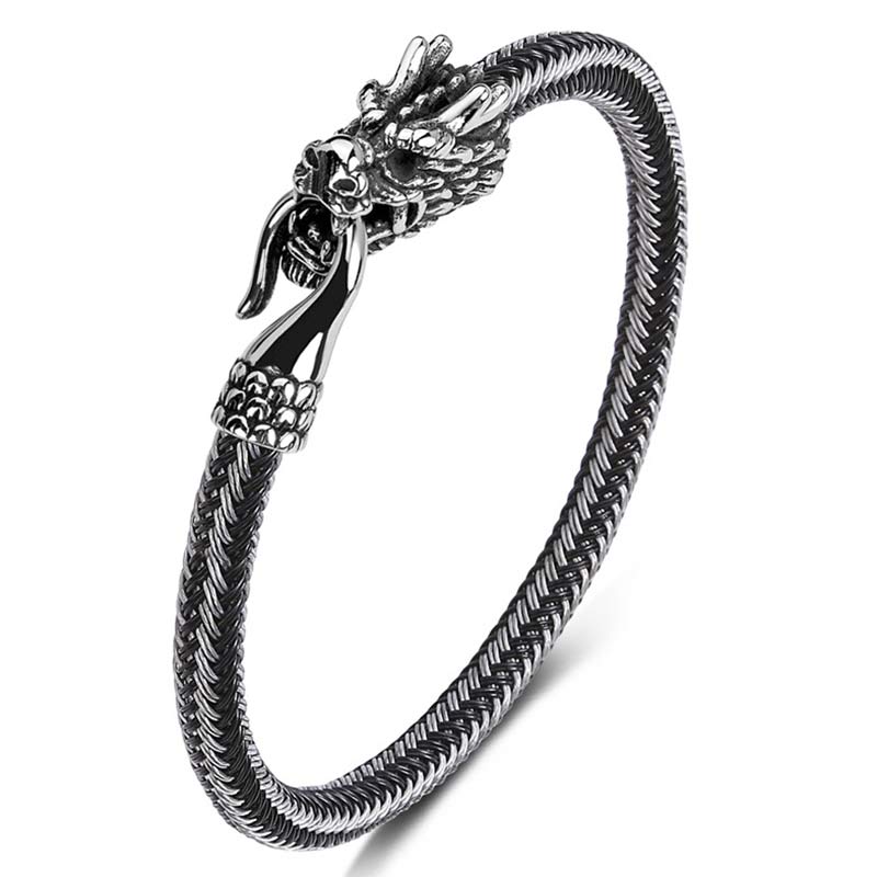 Titanium Steel Dragon Protection Luck Bracelet