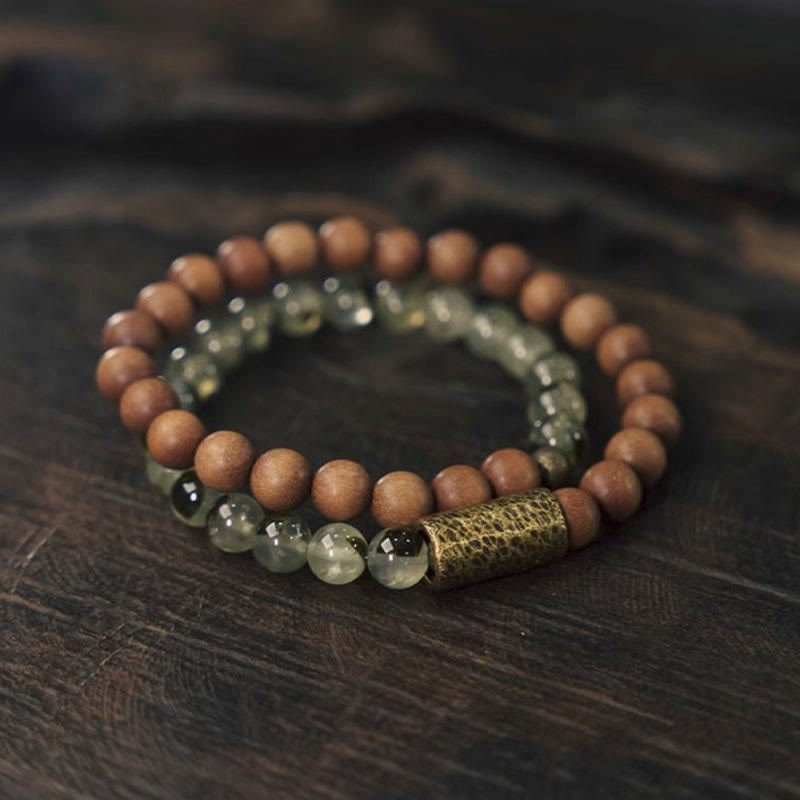 16cm Green Rutilated Quartz Sandalwood Spiritual Bracelet