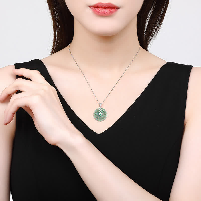 Collier en argent sterling 925 et jade pour l'abondance et la paix