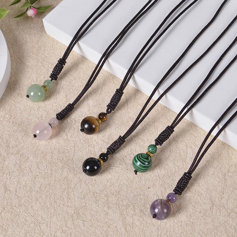 Collier unisexe en jade de 70 cm avec perles en œil de tigre et améthyste