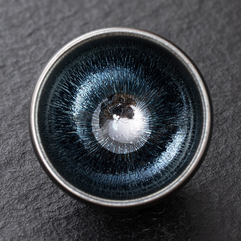 Tasse à thé en porcelaine Jianzhan bleu argenté | Fournitures de méditation