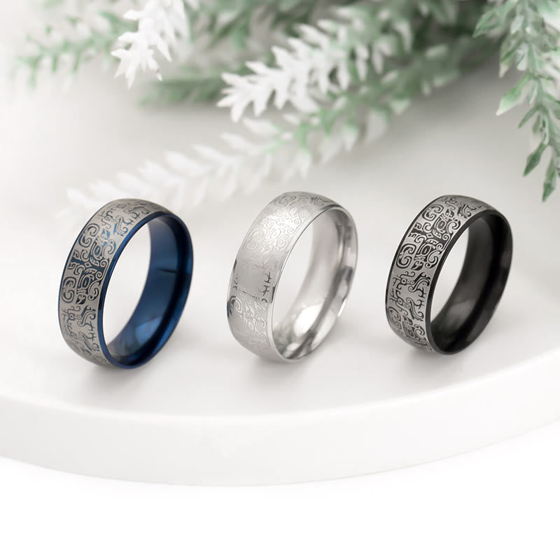 Bague Taotie en acier titane de 8 mm pour la chance et la richesse