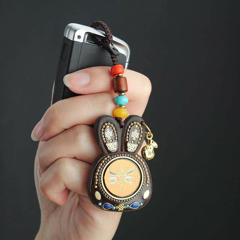 Porte-clés Thangka en ébène, cinq dieux de la richesse, bijoux spirituels