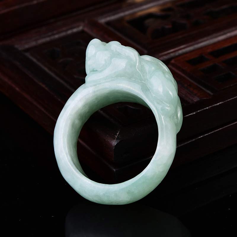 Bague porte-bonheur PiXiu en jade Fengshui pour la prospérité