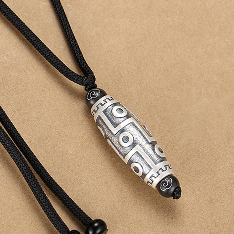 Copper Spiritual Necklace with Nine-Eye Dzi Bead for Wealth & Protection