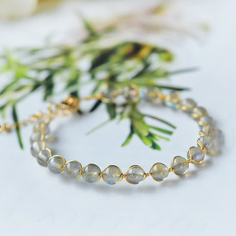 Bracelet de guérison en or 14 carats avec pierre de lune pour une énergie positive et un calme optimal