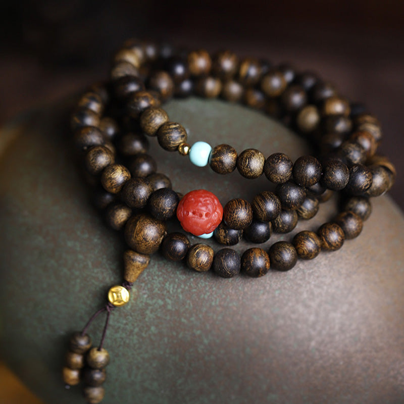 108 Beads Agarwood Wood Mala Bracelet for Meditation Peace