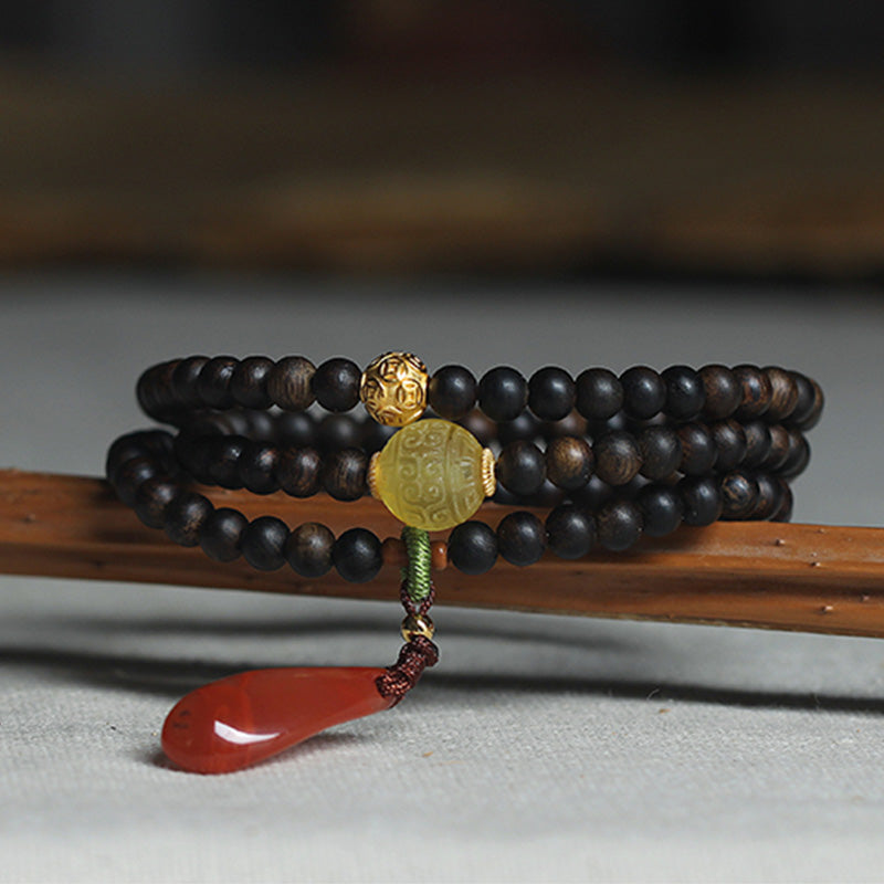 Bracelet Mala en bois d'agar Balance | Perles de méditation de 5 mm