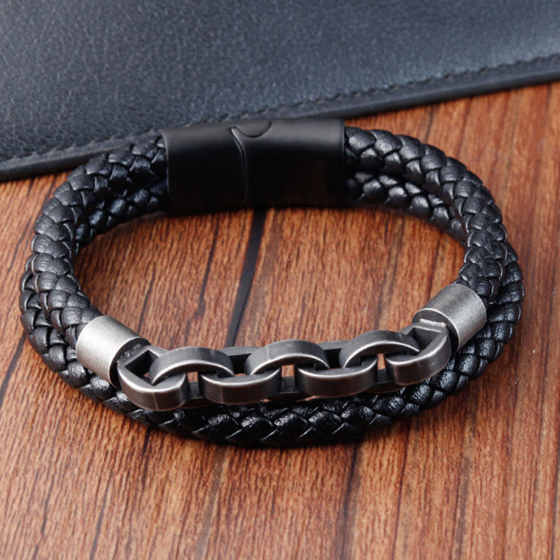 Bracelet en cuir et acier titane Balance