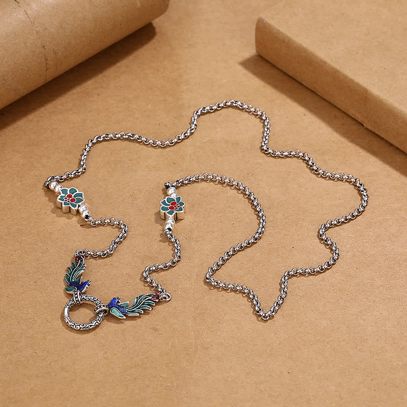 Collier Phénix et Lotus en Cuivre pour la Chance et la Protection