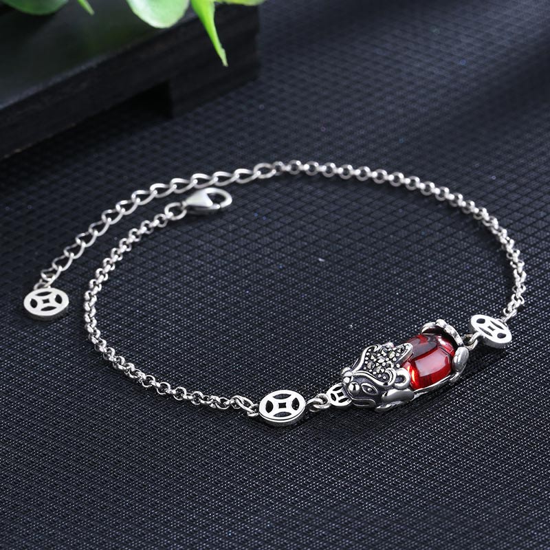 FengShui Pixiu Wealth Bracelet with Copper & Garnet