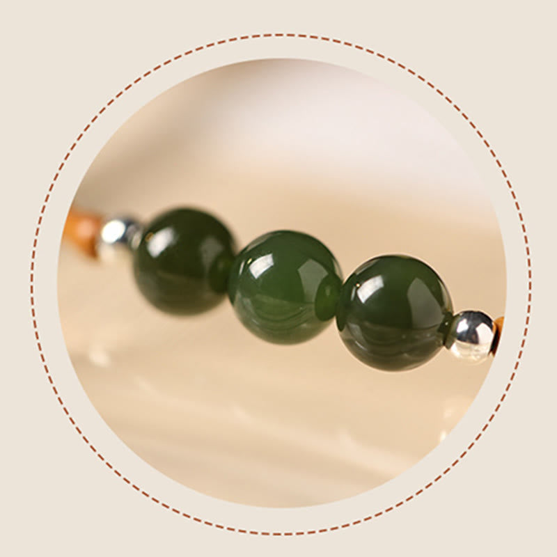 Bracelet porte-bonheur en jade Hetian et noyau d'olive, perles de 6 mm